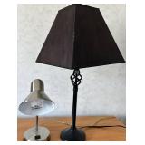 Desk Lamps Pair - Black Twisted-Stem Lamp & Silver Shade Desk Lamp