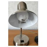 Desk Lamps Pair - Black Twisted-Stem Lamp & Silver Shade Desk Lamp