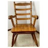 Carved Oak Rocking Chair - Leaf Motif Back, Solid Wood