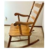 Carved Oak Rocking Chair - Leaf Motif Back, Solid Wood
