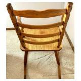 Carved Oak Rocking Chair - Leaf Motif Back, Solid Wood