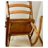 Carved Oak Rocking Chair - Leaf Motif Back, Solid Wood