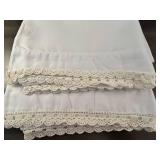 White Linen Pillowcases with Crochet Lace Trim - 3 Pair