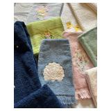 Embroidered Towels Set - Duck & Bunny Motifs with Seashell Embroidery
