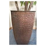 Faux Ficus Benjamina Weeping Fig Tree in Textured Brown Planter
