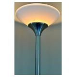 Twin-Head Floor Lamp Set - Satin Nickel Finish - White Bowl Shades (Lot of 2)