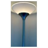 Twin-Head Floor Lamp Set - Satin Nickel Finish - White Bowl Shades (Lot of 2)