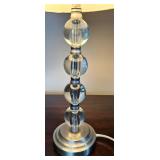 Glass Orb Column Table Lamp with Beige Drum Shade