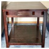 End Table - Dark Wood Finish & Lower Shelf