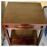 End Table - Dark Wood Finish & Lower Shelf