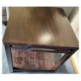 End Table - Dark Wood Finish & Lower Shelf