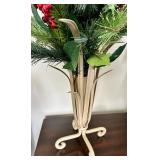 Green Glitter Cone Christmas Tree with Star Top & Wreath - Peacock Feather Tree