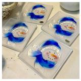 Snowman Decor Set with Plaid Scarves & Teal Glitter Accents and More