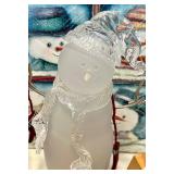Snowman Decor Set with Plaid Scarves & Teal Glitter Accents and More