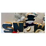 Snowman Decor Set with Plaid Scarves & Teal Glitter Accents and More