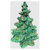 Ceramic Christmas Trees - Green with Multicolor Lights (missing base) and White