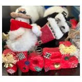 Christmas Decor Lot - Snowman Plush, Decorative Plate & Card Tin Set