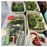 Artificial Christmas Garland with Lights - Green Pine Branches In Plastic Totes