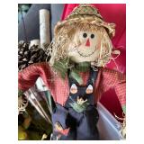 Scarecrow Floral Arrangement - Fall Decor with Pinecones & Gray Berries