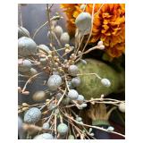Scarecrow Floral Arrangement - Fall Decor with Pinecones & Gray Berries