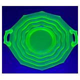 Vintage Jenkins Uranium Glass Plate with Rippled Rim