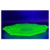 Vintage Jenkins Uranium Glass Plate with Rippled Rim