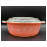 Pyrex Daisy Pink Covered Casserole Dish with Glass Lid - Vintage