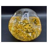 Golden Flow Studios Glass Sculpture with 23 K Gold Flakes