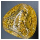 Golden Flow Studios Glass Sculpture with 23 K Gold Flakes