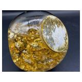Golden Flow Studios Glass Sculpture with 23 K Gold Flakes