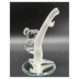 Crystal Miniatures Set - Hibiscus Flower, Teapot, Slot Machine, Penguin & Panda on Frosted Tree