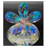 Crystal Miniatures Set - Hibiscus Flower, Teapot, Slot Machine, Penguin & Panda on Frosted Tree