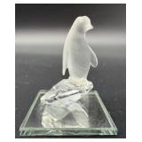 Crystal Miniatures Set - Hibiscus Flower, Teapot, Slot Machine, Penguin & Panda on Frosted Tree