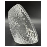 Mats Jonasson Signed Art Glass Hedgehog Sculpture - Textured Clear Glass