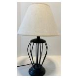 Table Lamps - Black Wire Cage Lamp & Gray Ribbed Ceramic Lamp