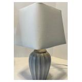 Table Lamps - Black Wire Cage Lamp & Gray Ribbed Ceramic Lamp