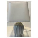 Table Lamps - Black Wire Cage Lamp & Gray Ribbed Ceramic Lamp