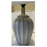 Table Lamps - Black Wire Cage Lamp & Gray Ribbed Ceramic Lamp