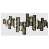 Hammered Metal Wall Sculpture - Abstract Rectangular Panel Arrangement