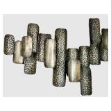 Hammered Metal Wall Sculpture - Abstract Rectangular Panel Arrangement