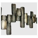 Hammered Metal Wall Sculpture - Abstract Rectangular Panel Arrangement