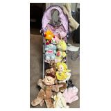 Dolls & Plush Toys in Pink Stroller - Mixed Baby Dolls, Bunny, Bear & More