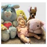 Dolls & Plush Toys in Pink Stroller - Mixed Baby Dolls, Bunny, Bear & More