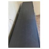 Dark Espresso Wood Sideboard Console with Glass-Front Cabinets & 4-Drawer Center (2 pcs)