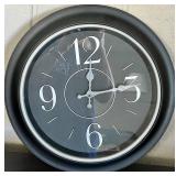 Artificial Dieffenbachia Plant in Woven Basket, Wall Clock and Magazine Rack