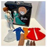 Barbie Vintage 1963 Mattel Carrying Case with Doll and Outfits