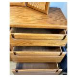 Oak Wood Vanity Dresser & 3-Panel Tri-Fold Mirror (Lots #232 #233, #234 and #235 are Matching)