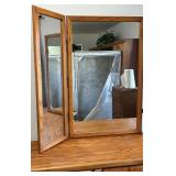 Oak Wood Vanity Dresser & 3-Panel Tri-Fold Mirror (Lots #232 #233, #234 and #235 are Matching)