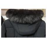 Anne Klein Quilted Coat & Fur Trim Hood - Size S