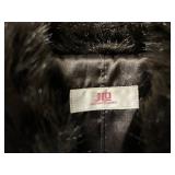 JLo Faux Fur Coat - Brown with Oversized Collar & Gold Button Detail